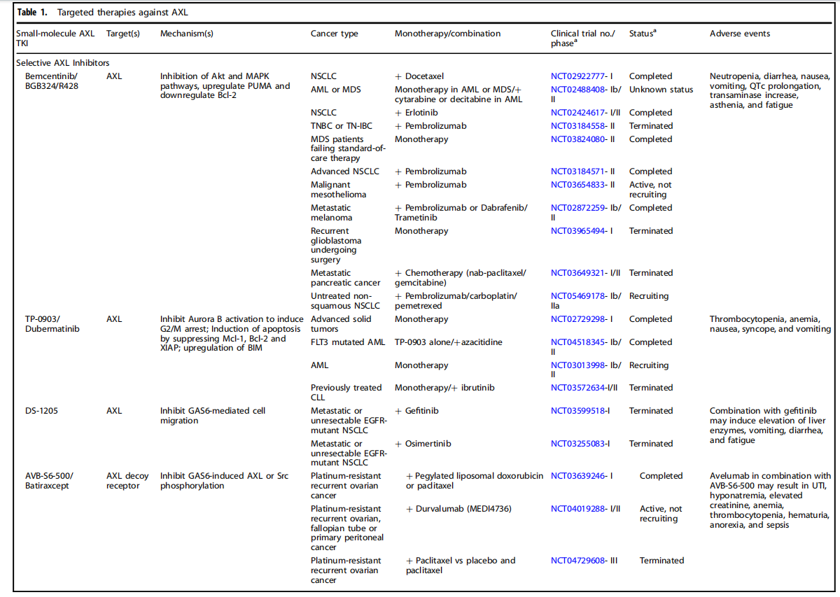 酪氨酸蛋白激酶受体AXL